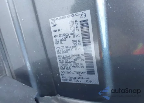 2025 Nissan Rogue Sv Fwd из США, поврежденный, VIN 5N1BT3BA3SC788566